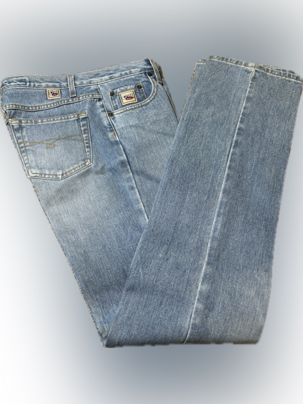 E119 Cruel Girl Faded Light Blue Low-Rise Slim Jeans, Size 7 XLong